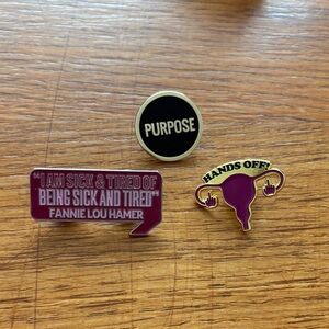 Set of feminist enamel lapel pins